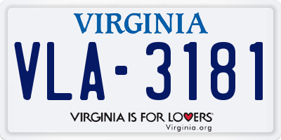 VA license plate VLA3181