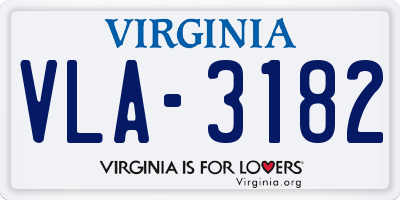 VA license plate VLA3182