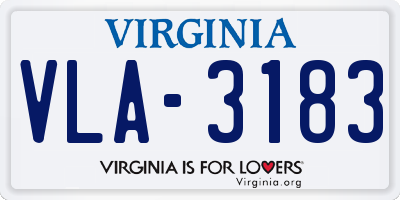 VA license plate VLA3183