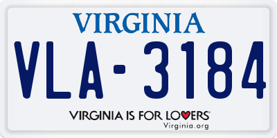 VA license plate VLA3184