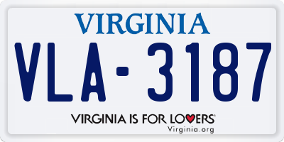 VA license plate VLA3187