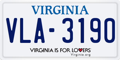 VA license plate VLA3190