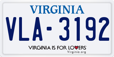 VA license plate VLA3192
