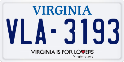 VA license plate VLA3193
