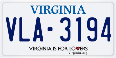 VA license plate VLA3194