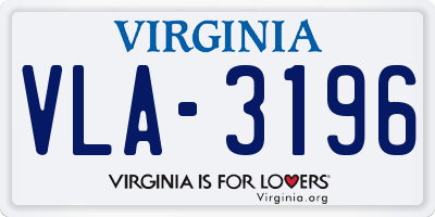 VA license plate VLA3196