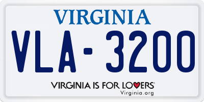 VA license plate VLA3200