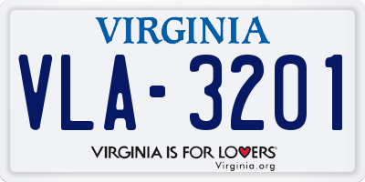 VA license plate VLA3201