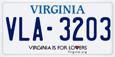 VA license plate VLA3203