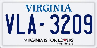 VA license plate VLA3209
