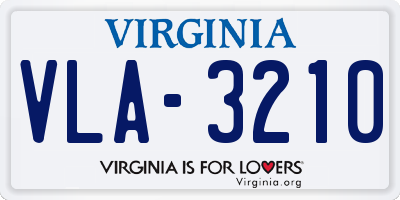 VA license plate VLA3210