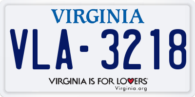 VA license plate VLA3218