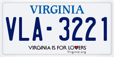 VA license plate VLA3221