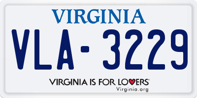 VA license plate VLA3229