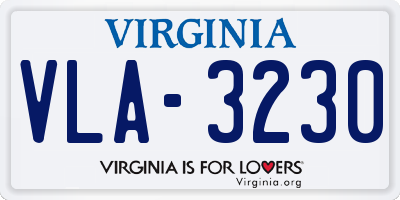 VA license plate VLA3230