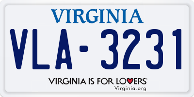 VA license plate VLA3231