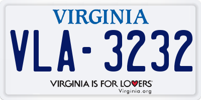 VA license plate VLA3232