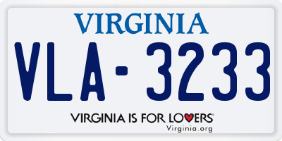 VA license plate VLA3233