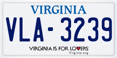 VA license plate VLA3239