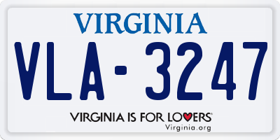 VA license plate VLA3247