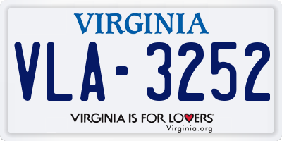 VA license plate VLA3252