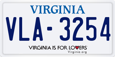 VA license plate VLA3254