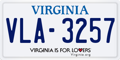 VA license plate VLA3257
