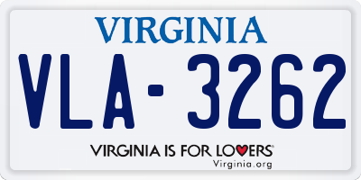 VA license plate VLA3262