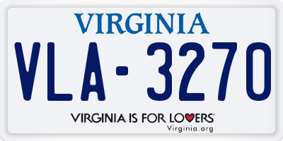VA license plate VLA3270