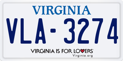 VA license plate VLA3274