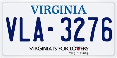 VA license plate VLA3276