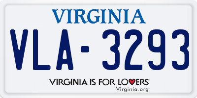 VA license plate VLA3293