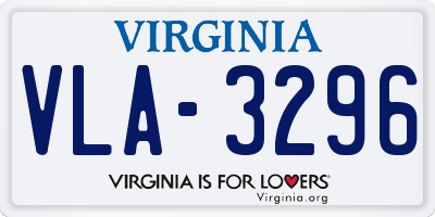 VA license plate VLA3296