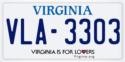 VA license plate VLA3303