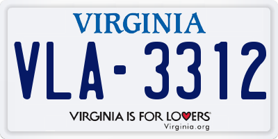 VA license plate VLA3312