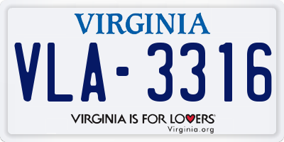 VA license plate VLA3316