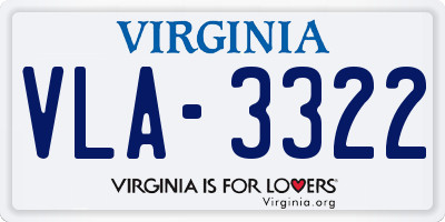 VA license plate VLA3322