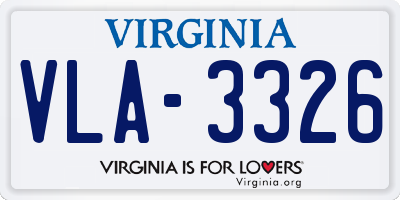 VA license plate VLA3326