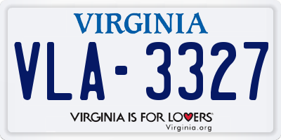 VA license plate VLA3327