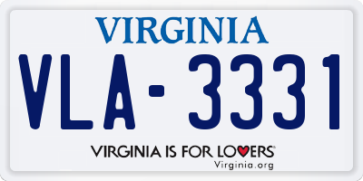VA license plate VLA3331