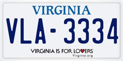 VA license plate VLA3334