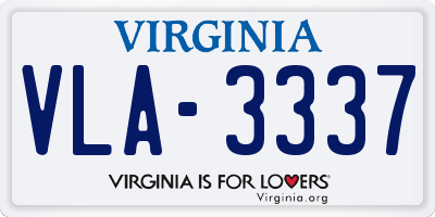 VA license plate VLA3337