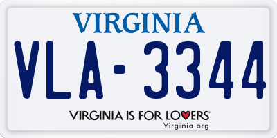 VA license plate VLA3344