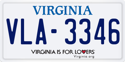 VA license plate VLA3346