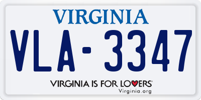 VA license plate VLA3347