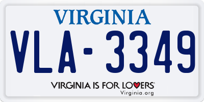 VA license plate VLA3349