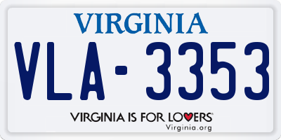 VA license plate VLA3353