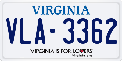 VA license plate VLA3362