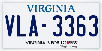 VA license plate VLA3363
