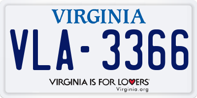 VA license plate VLA3366